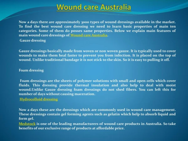 Wound care Australia