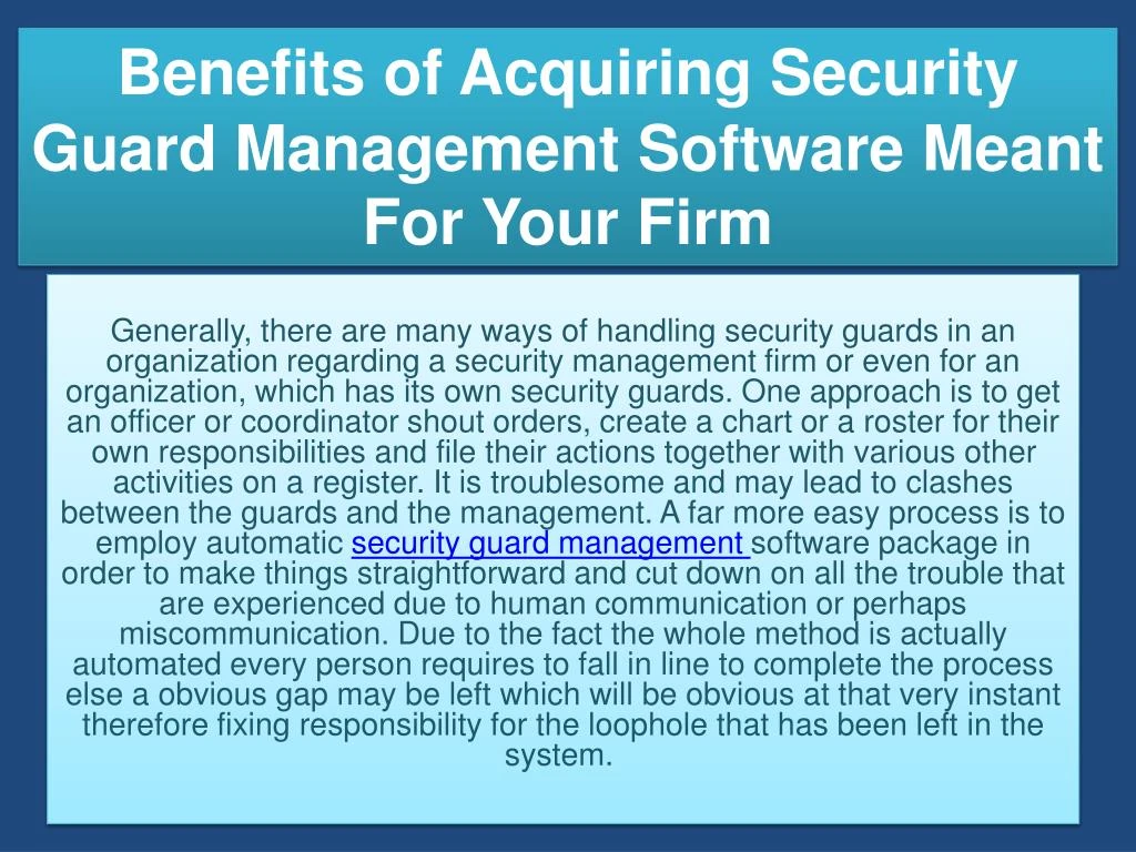 benefits of acquiring security guard management software meant for your firm