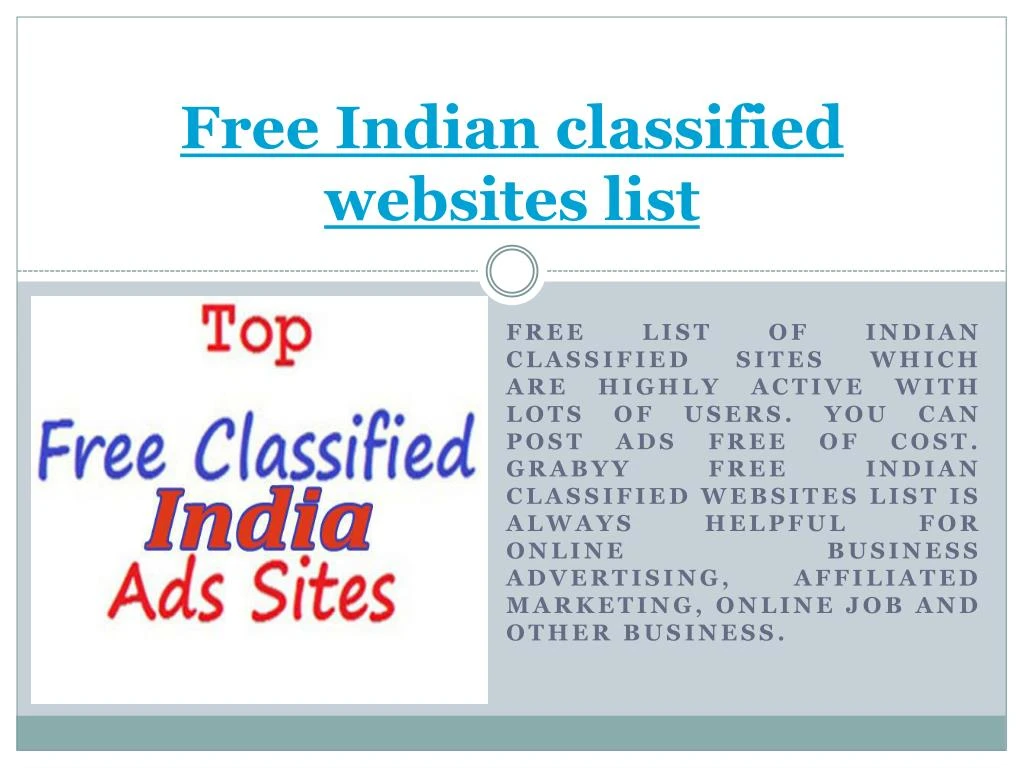 f ree indian classified websites list