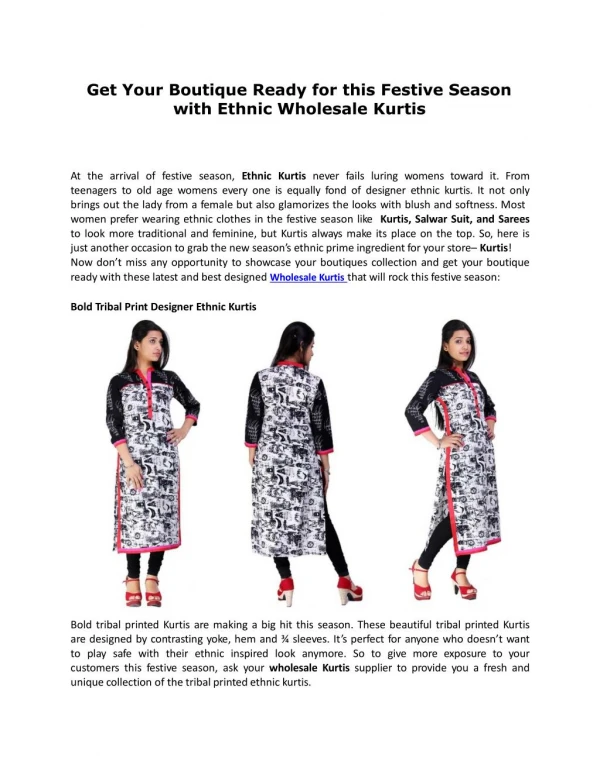 Get Your Boutique Ready for this Festive Season with Ethnic Wholesale Kurtis