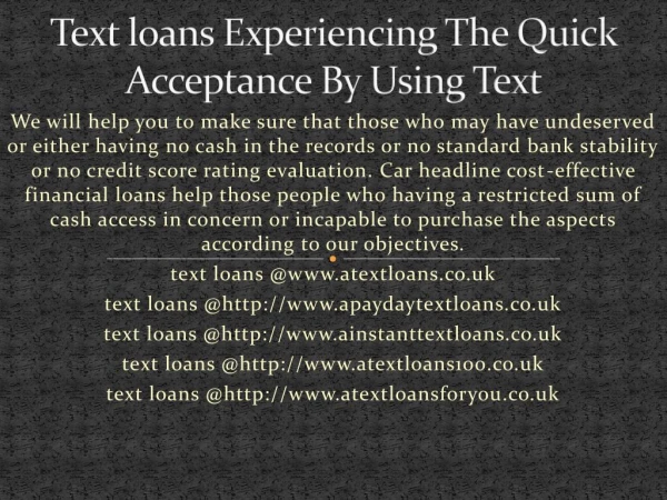 payday mini text loans uk no brokers @http://www.atextloans.co.uk/