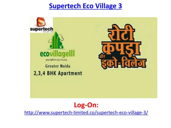 Supertech Eco Village 3 Noida Project