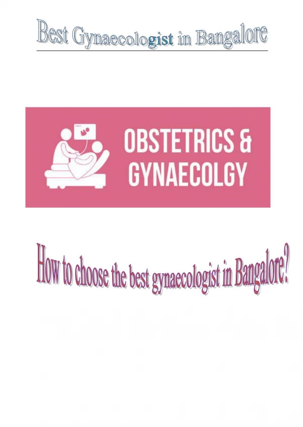 How to choose the Best Gynaecologist in Bangalore