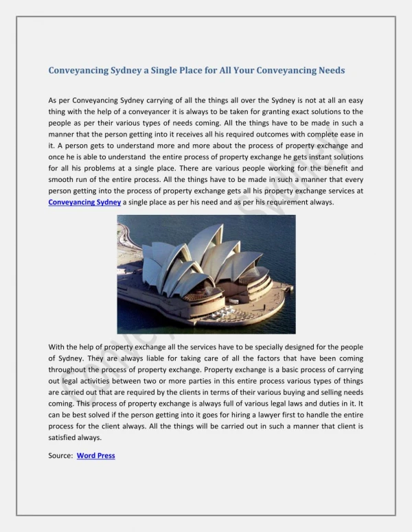 Conveyancing Sydney a Single Place for All Your Conveyancing Needs