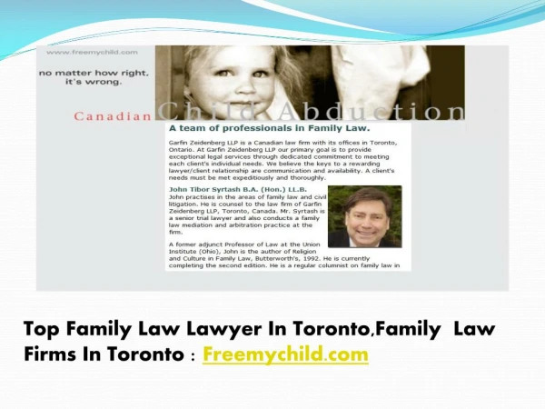 Top Family Law Lawyer In Toronto,Family Law Firms In Toronto : Freemychild.com