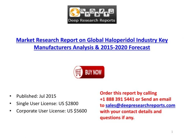 Analysis on Global Haloperidol Sector Research and Trends 2015
