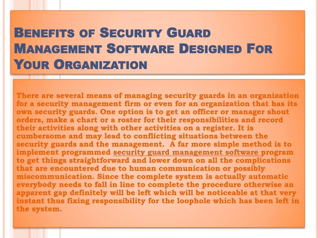 benefits of security guard management software designed for your organization