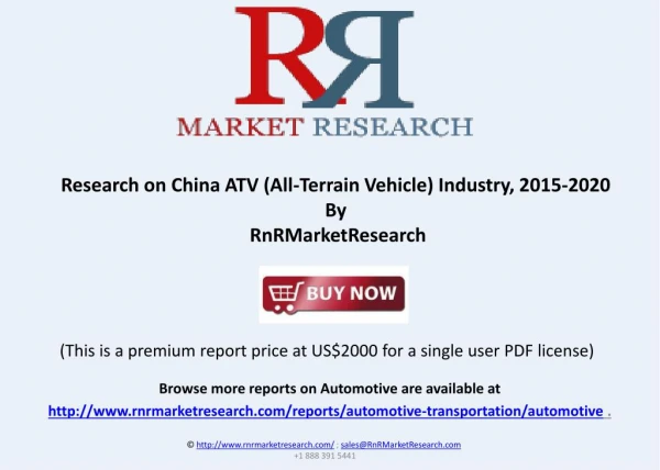 Research on China ATV (All-Terrain Vehicle) Industry, 2015-2020
