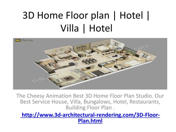 3D Home Floor plan | Hotel | Villa | Hotel
