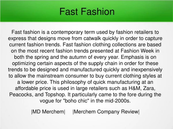 Merchem Company Review - Fast Fashion
