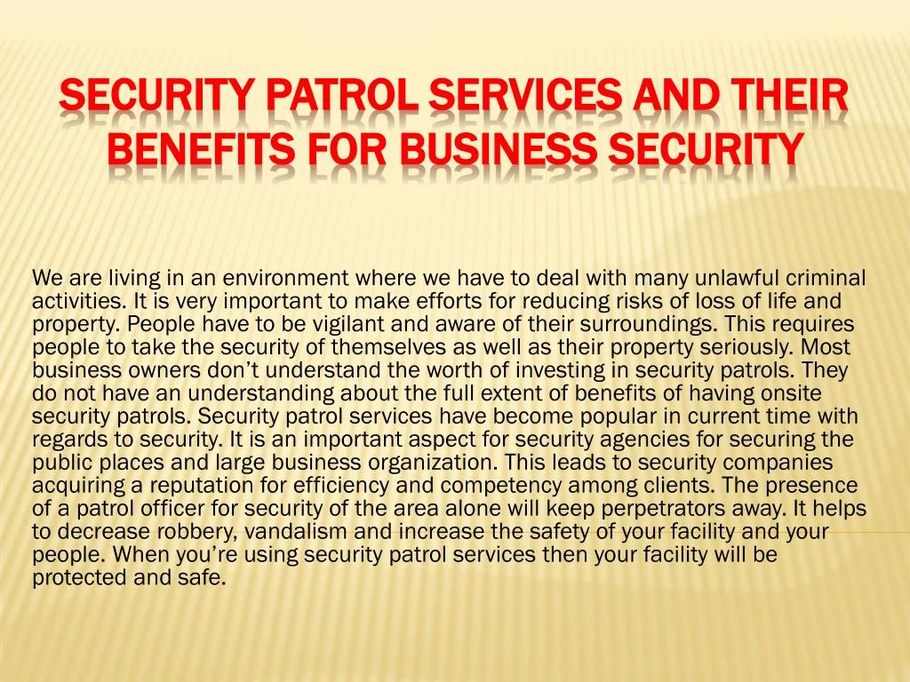 security patrol services and their benefits for business security