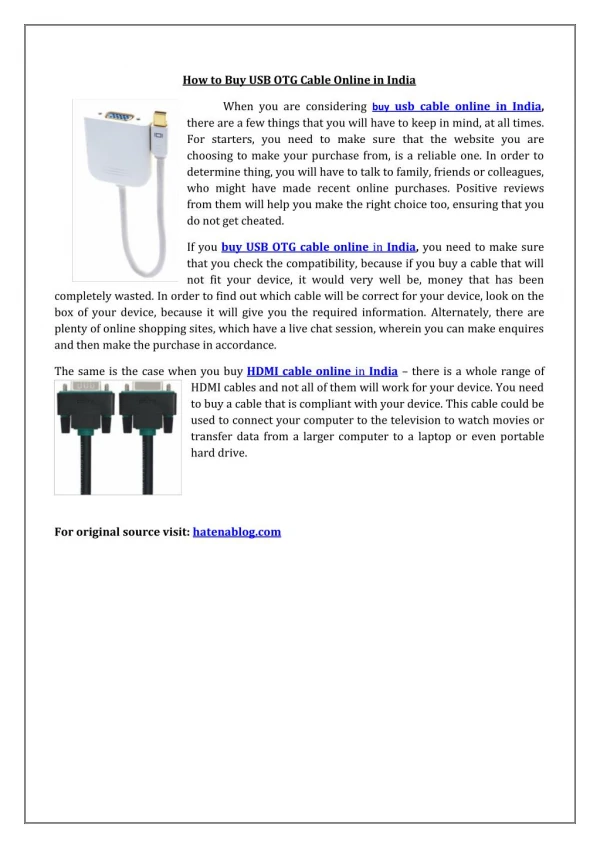 How to Buy USB OTG Cable Online in India