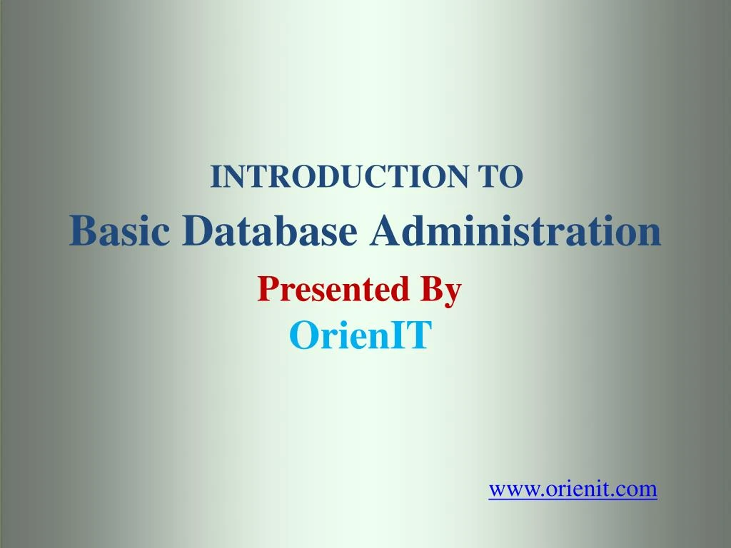 basic database administration
