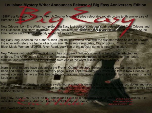 Louisiana Mystery Writer Announces Release of Big Easy Anniversary Edition