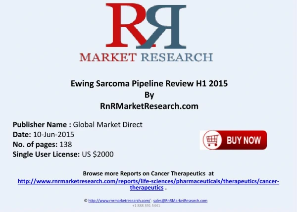 Ewing Sarcoma Pipeline Assessment Review H1 2015