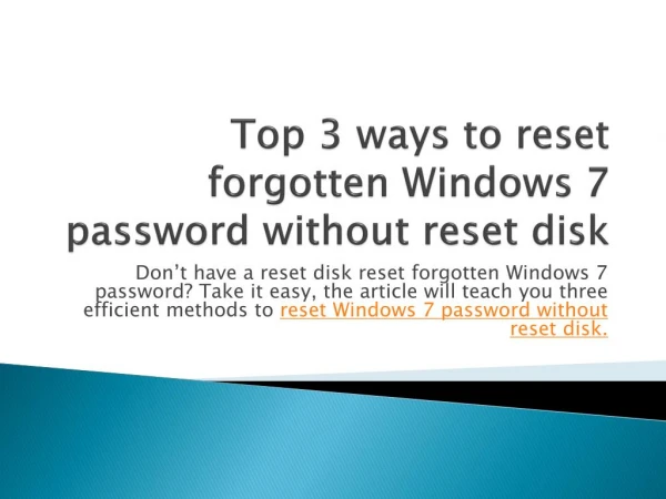 Top 3 ways to reset forgotten windows 7 without reset disk