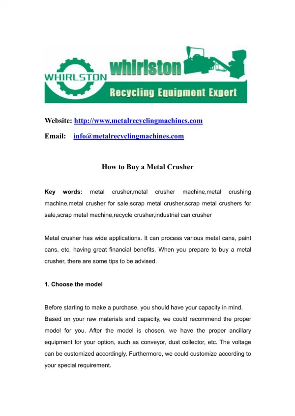 How to Buy a Metal Crusher