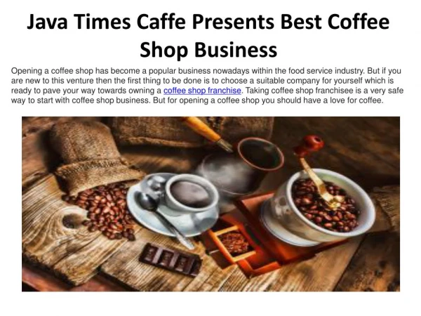 Java Times Caffe Presents Best Coffee Shop Business