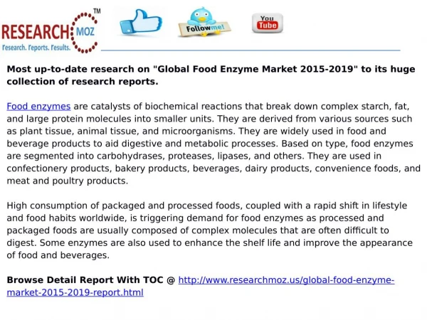 Global Food Enzyme Market 2015-2019