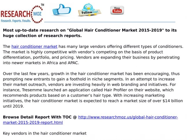 Global Hair Conditioner Market 2015-2019
