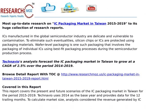 Taiwan IC Packaging Market Trend and Forecast 2015-2019