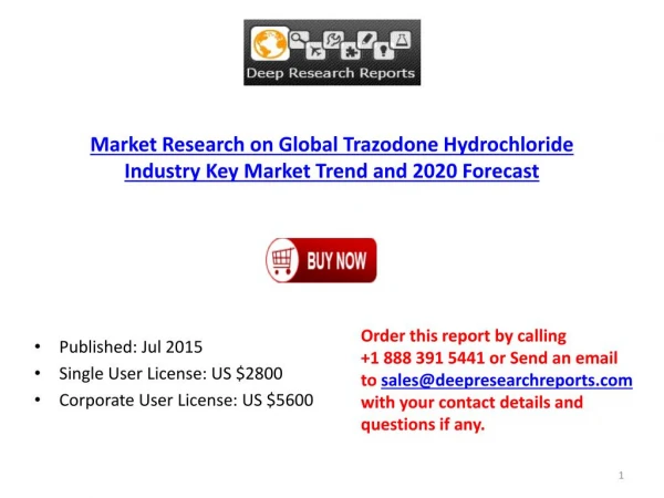 Global Trazodone Hydrochloride Industry Key Market Trend and
