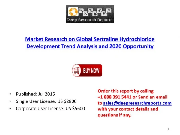 International Sertraline Hydrochloride Market Research Report 2015