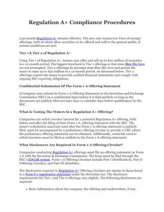 Regulation A Compliance - slide 1