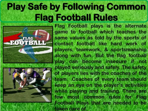 Play Safe by Following Common Flag Football Rules