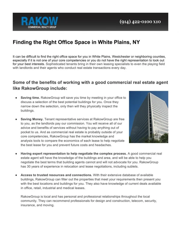 Finding office space in White Plains NY