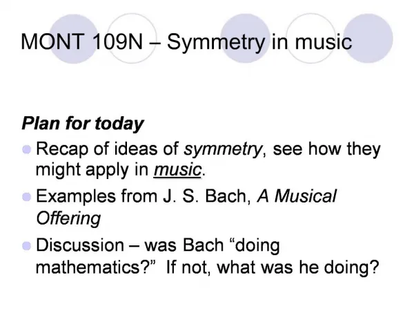 MONT 109N Symmetry in music