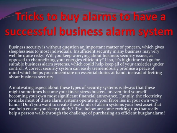 Tricks to buy alarms to have a successful business alarm system