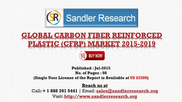 Carbon Fiber Reinforced Plastic (CFRP) Market to 2019: Analysis and Forecasts Report