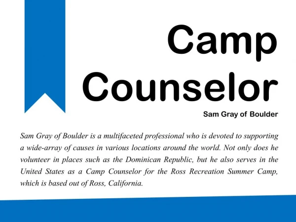 Peace Corps Volunteer - Sam Gray of Boulder