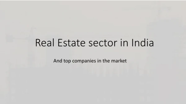Real Estate sector in India