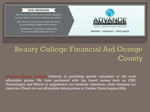 Beauty College Financial Aid Orange County
