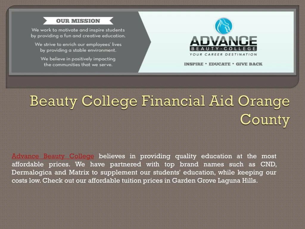 beauty college financial aid orange county
