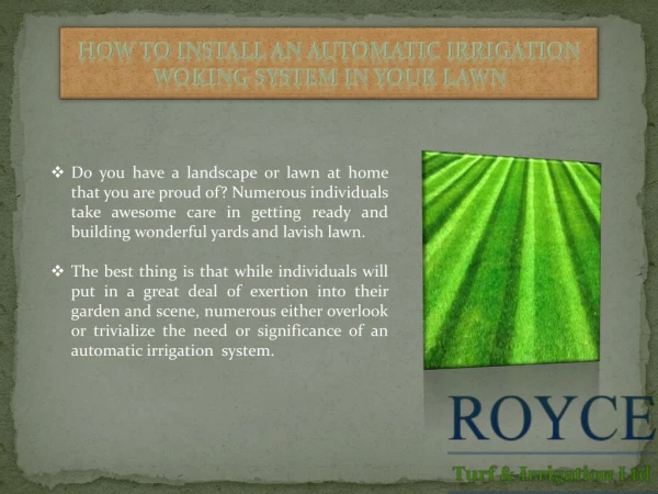 How to Install an Automatic Irrigation Woking System in Your Lawn