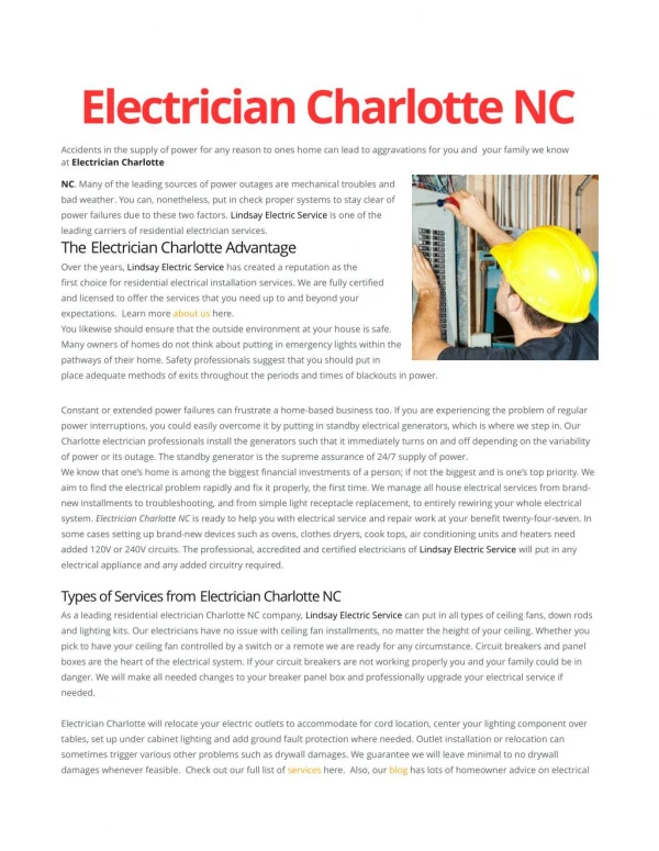 Electrician Charlotte NC