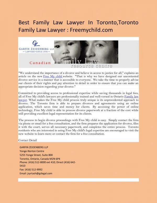 Family Lawyer In Toronto: Freemychild.com