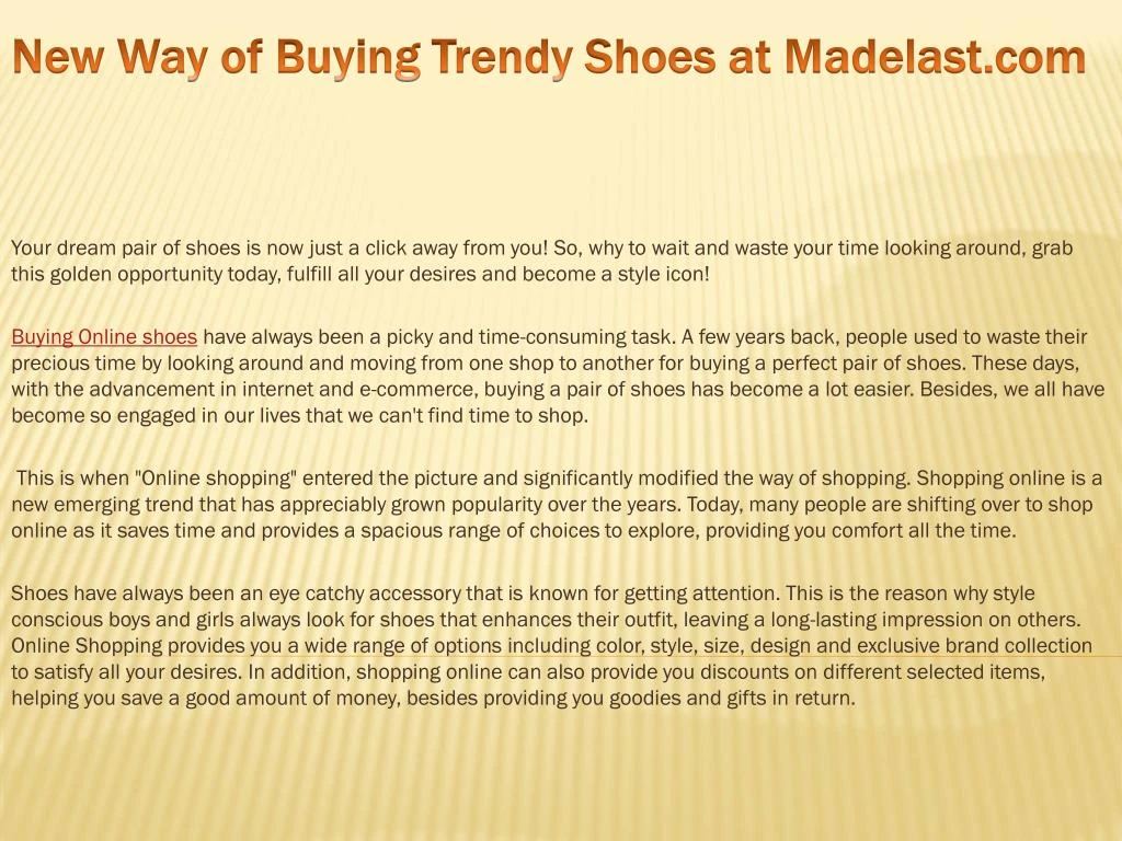 new way of buying trendy shoes at madelast com