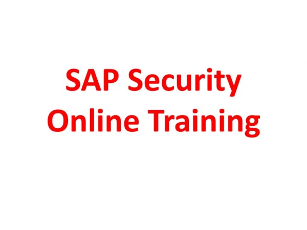 SAP Security Online Training | The best SAP Security Online Training