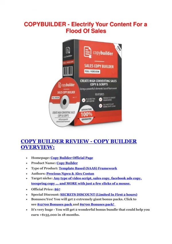 Copy Builder Review - Copy Builder DEMO & BONUS