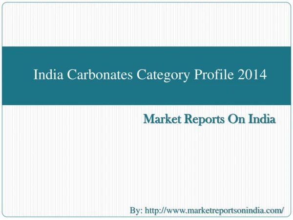 India Carbonates Category Profile 2014