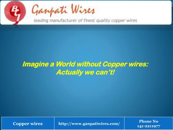 we can't Imagine a World without Copper wires