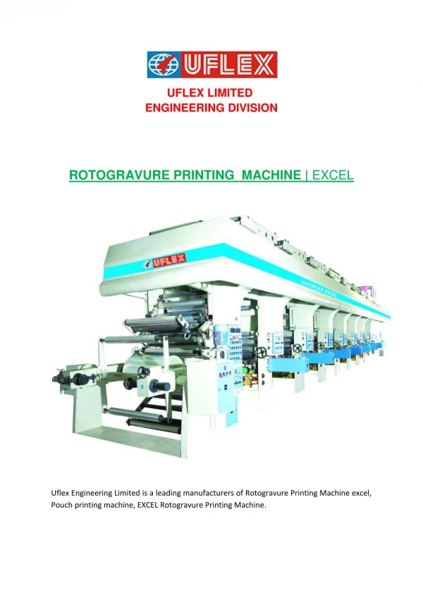 Manufacture of Rotogravure Printing Machine excel, Pouch printing machine