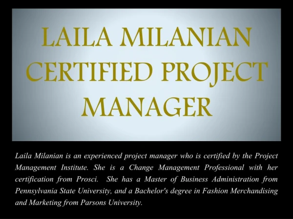 LAILA MILANIAN - CERTIFIED PROJECT MANAGER