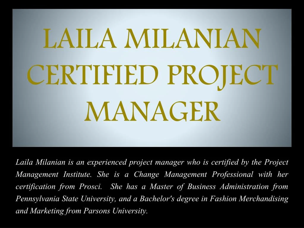 laila milanian certified project manager