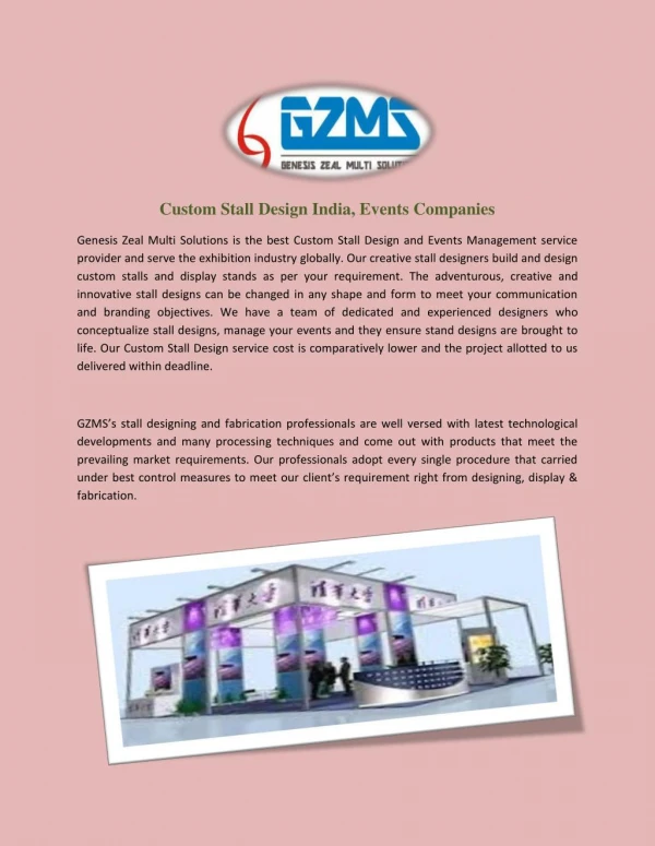 Genesis Zeal Multi Solutions is the best Custom Stall Design in Noida