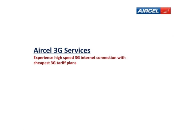 Cheapest 3G Internet Plans and 3G Services - Aircel